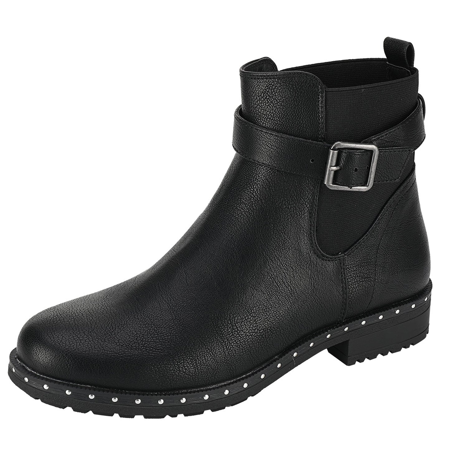 Women Chelsea Boots Buckle Strap Ankle Boots Platform Slip on Booties Elastic Side Shoes
