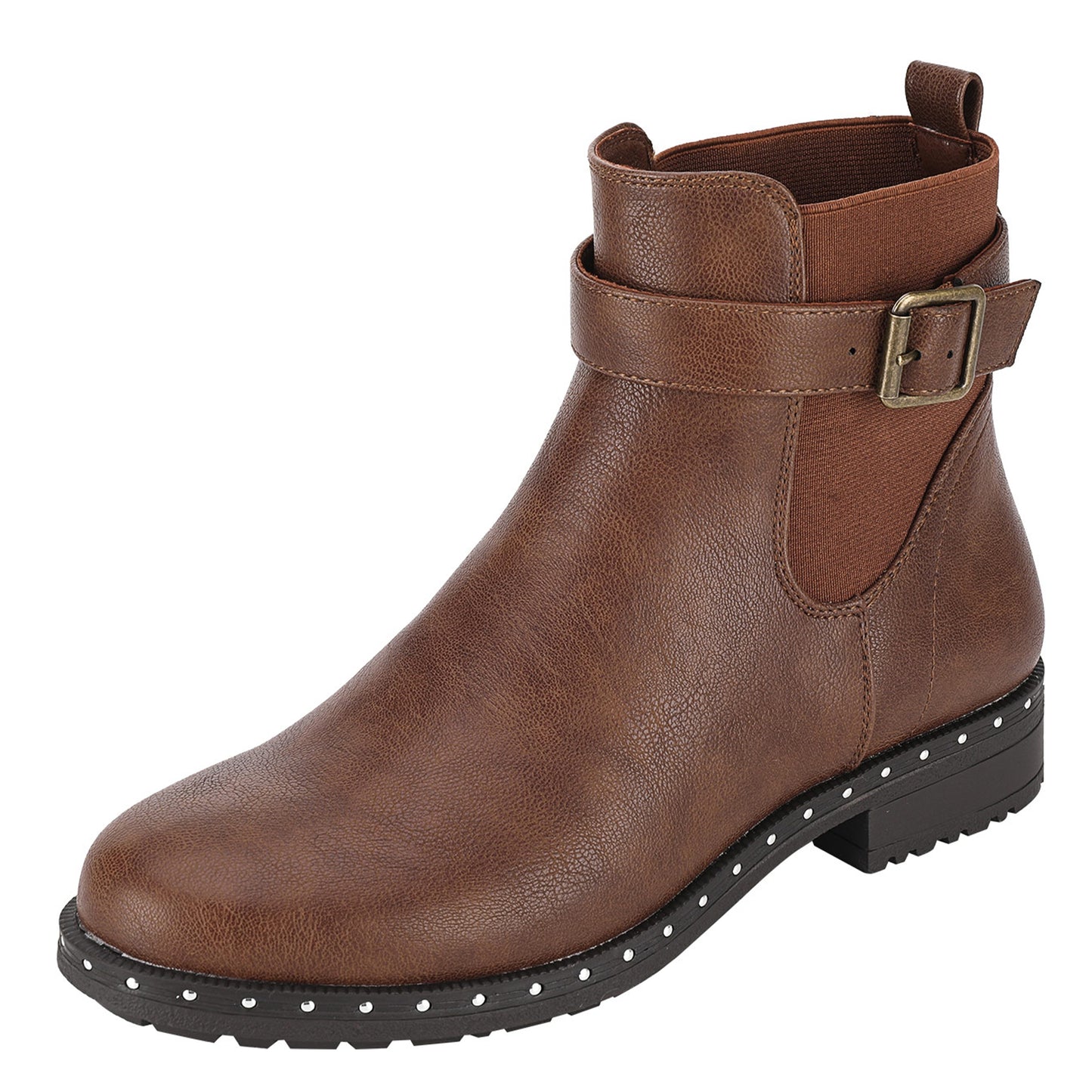Women Chelsea Boots Buckle Strap Ankle Boots Platform Slip on Booties Elastic Side Shoes