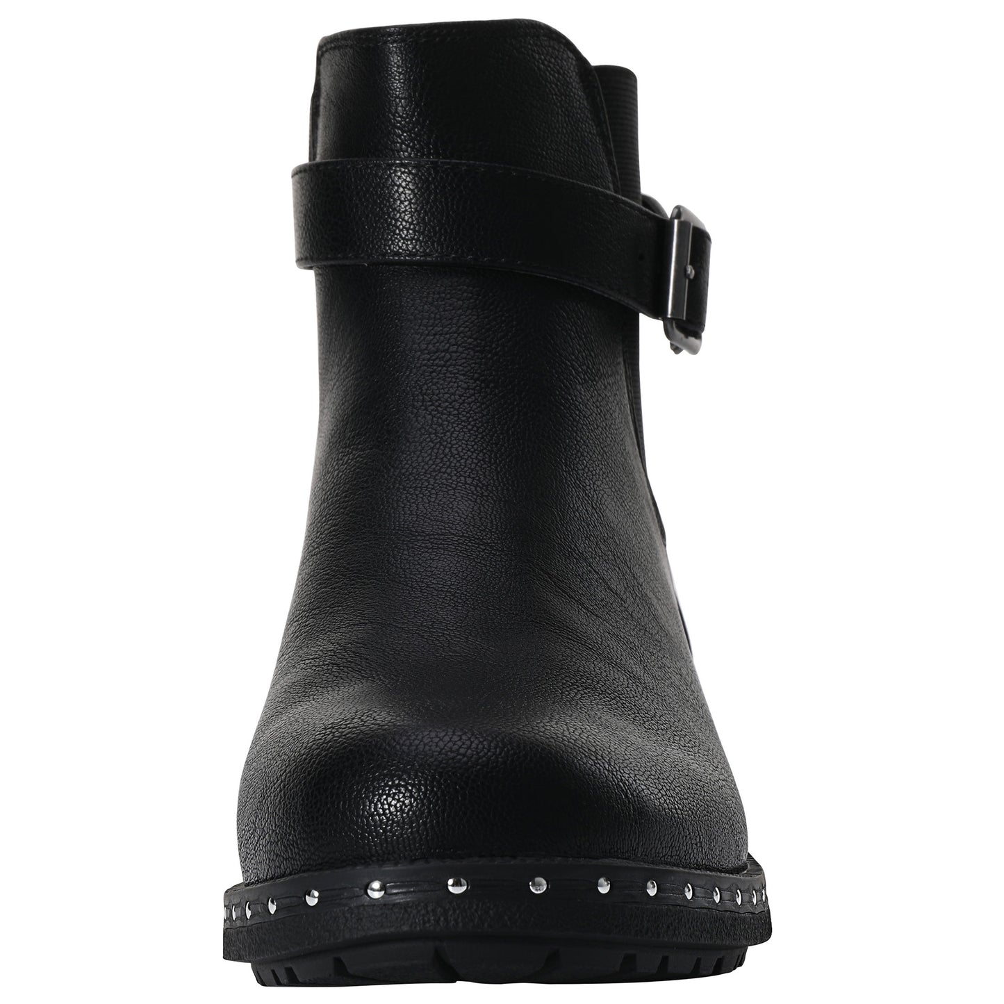 Women Chelsea Boots Buckle Strap Ankle Boots Platform Slip on Booties Elastic Side Shoes