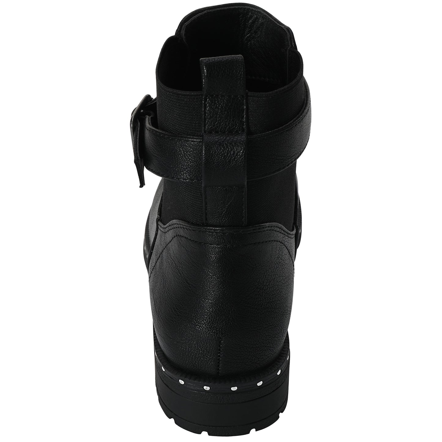 Women Chelsea Boots Buckle Strap Ankle Boots Platform Slip on Booties Elastic Side Shoes