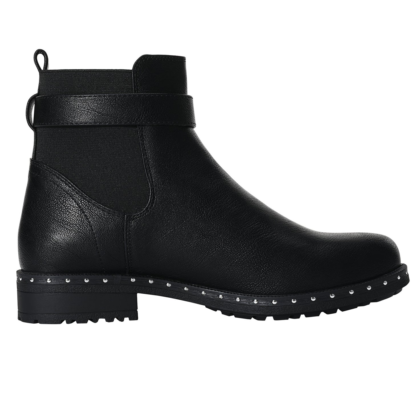 Women Chelsea Boots Buckle Strap Ankle Boots Platform Slip on Booties Elastic Side Shoes