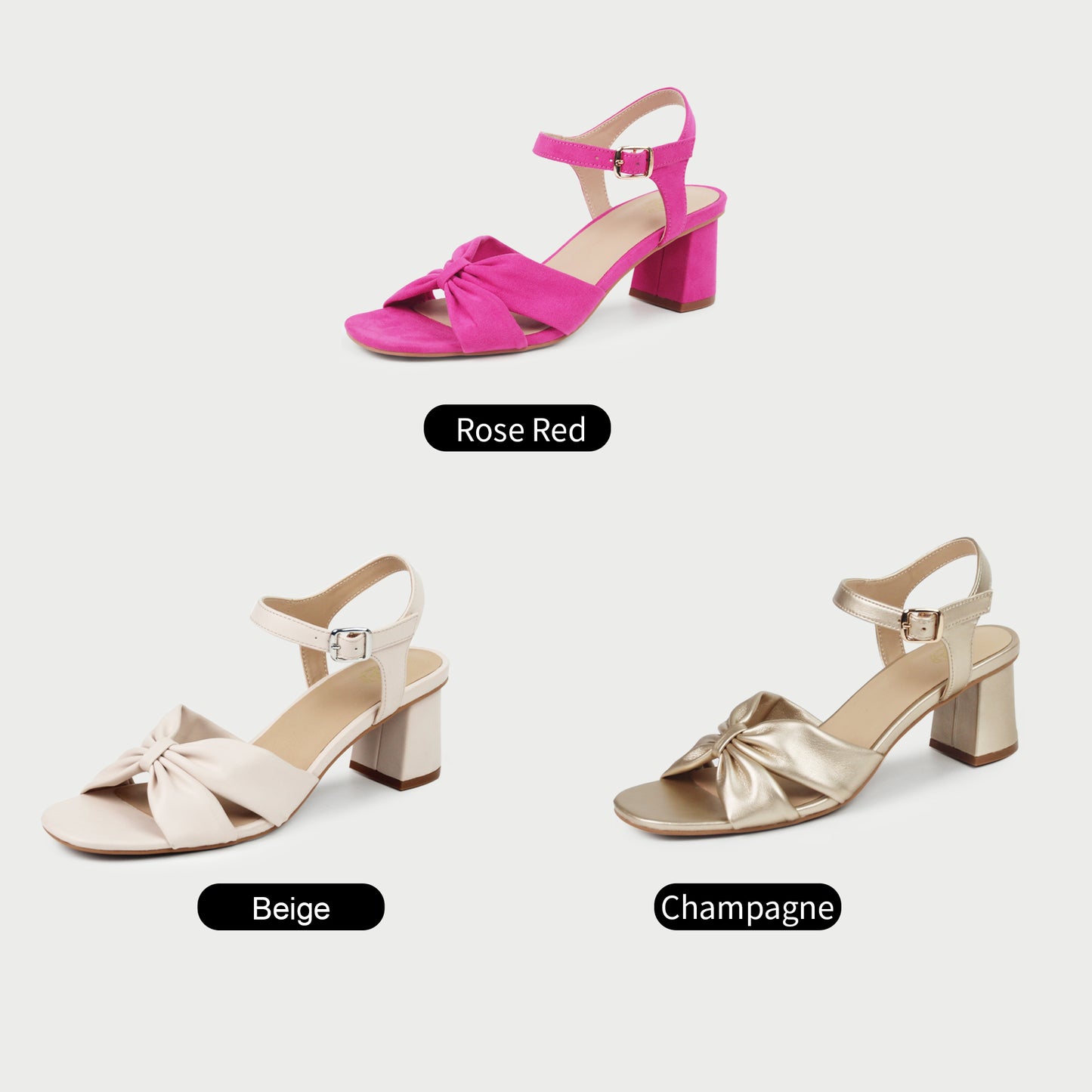 Women's Square Toe Low Chunky Heels Sandals Ankle Strap Block Heel Shoes for Ladies